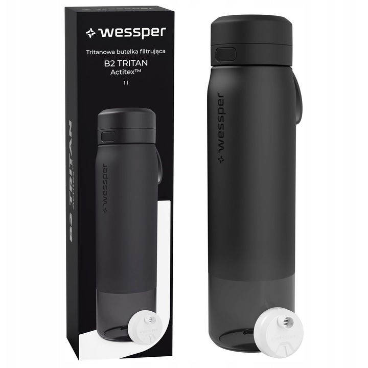 Филтърна бутилка Wessper B2 TRITAN Actitex черна 1л 28x7.5см