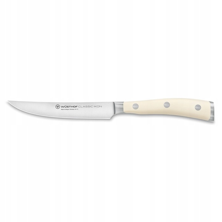 Wusthof Classic Ikon Creme steak kés, 12 cm penge, kovácsolt X50CrMoV15 acél, ekrü POM markolat, teljes hossza 22,9 cm, 1 db