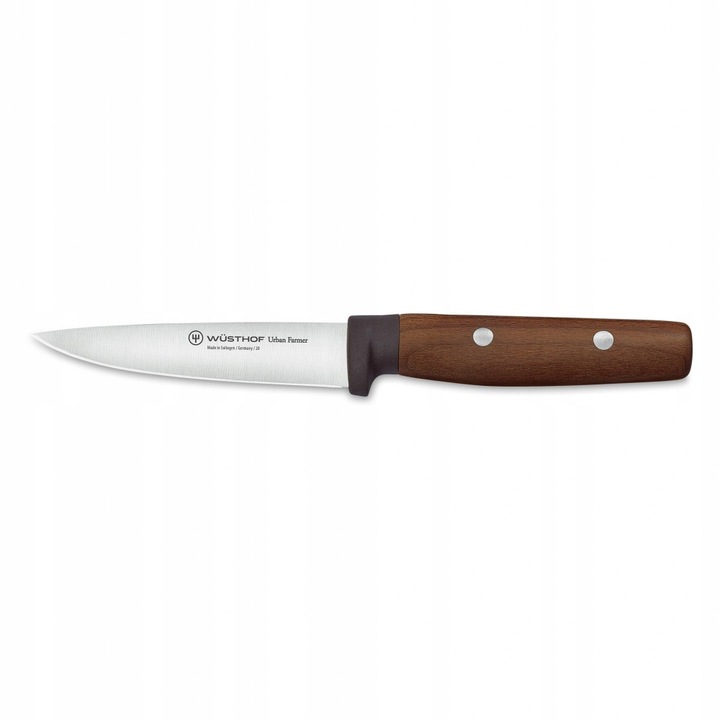 Wusthof Urban Farmer zöldségkés, magas széntartalmú rozsdamentes acél penge, 58 HRC edzett, hőkezelt bükkfa nyél, csúszásmentes, barna, 10 cm