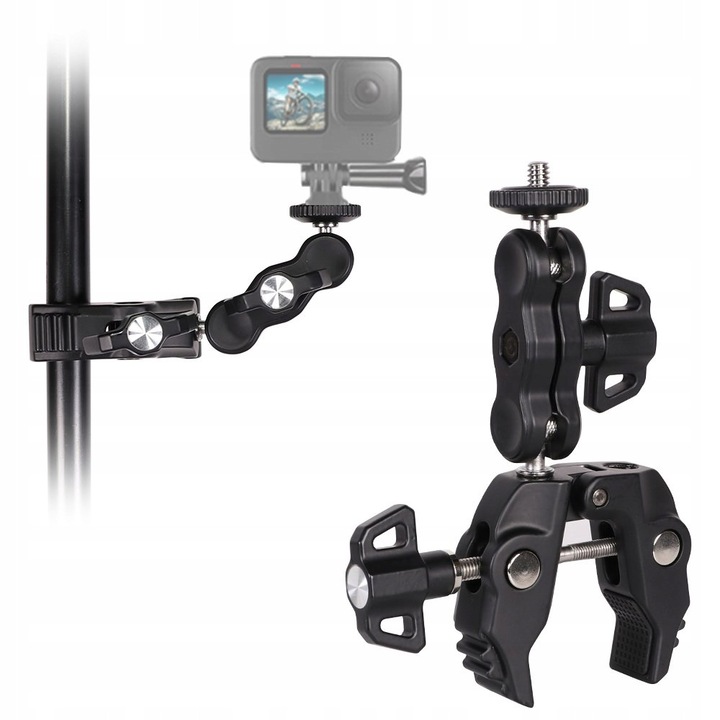 Hurtel 1022451 bilincs tartó, GoPro kamerákkal kompatibilis, ergonomikus rögzítőgombokkal, 360°-ban forgatható, fekete, 1 db.