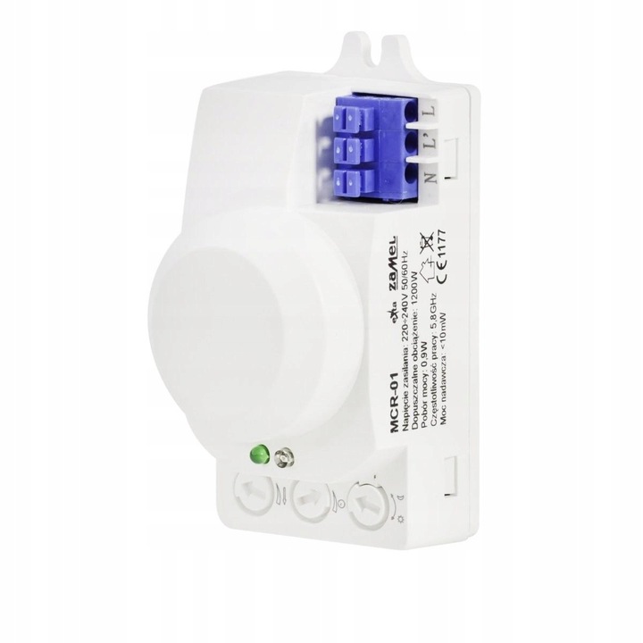 Senzor miscare cu microunde Zamel MCR-01, 90x41.5x41.5mm, alb