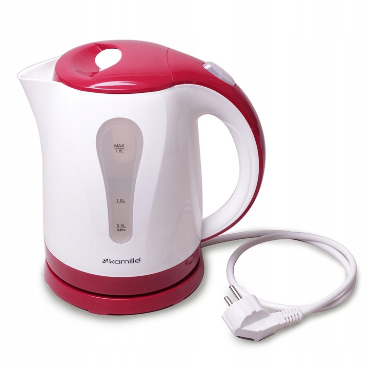 Kamille KM-1715R elektromos vízforraló 1,8L 2000W fehér-piros