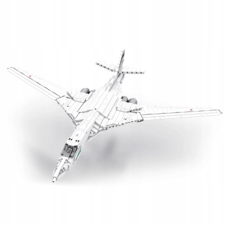 REOBRIX TU-160 építőkészlet, szuperszonikus bombázó, behajtható szárnyakkal, részletes pilótafülkével, fehér, 1598 darab