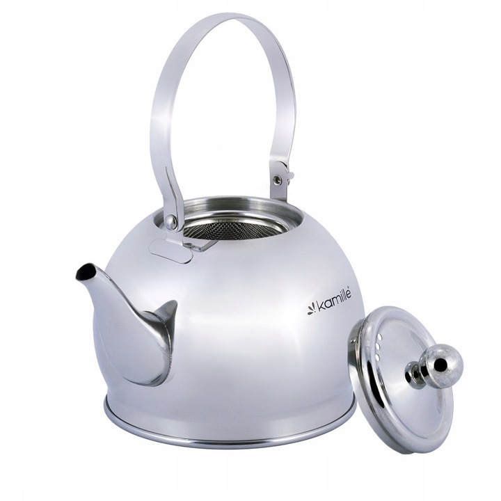 Чайник/кана Kamille 1094 inox, от неръждаема стомана, с подвижна цедка за запарки, сребрист, 0,8 L