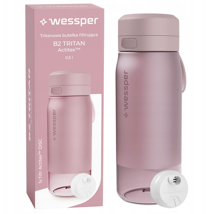 Филтърна бутилка Wessper B2 TRITAN Actitex розова 0,5л 21x7,5см