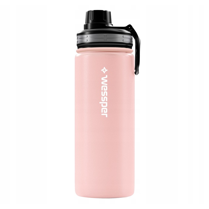 Sticla termica Wessper ActiveMax Steeline, din otel inoxidabil, izolare termica pana la 12h, roz, 500 ml