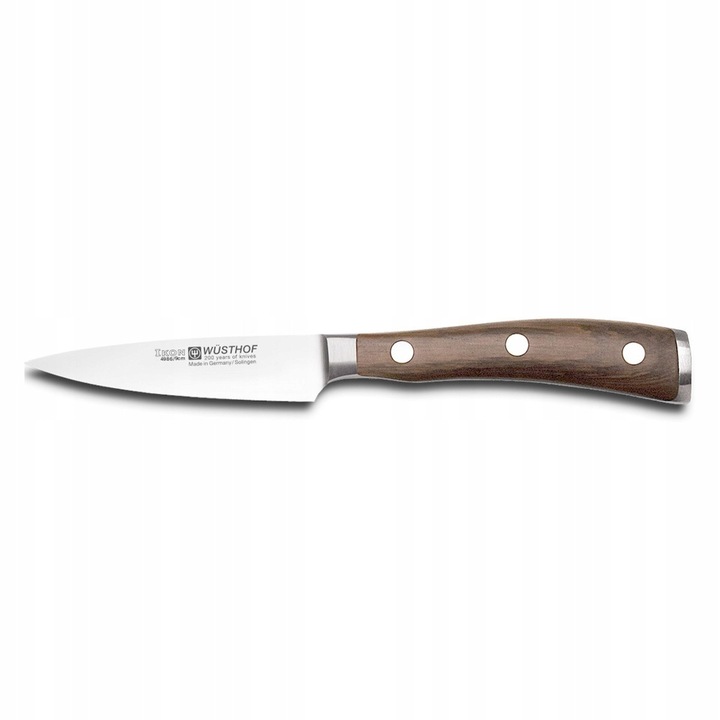 Wüsthof Classic Ikon zöldség-/hámozókés, kovácsolt X50CrMoV15 acél, hármas szegecselésű POM markolat, 9 cm, barna, 1 db