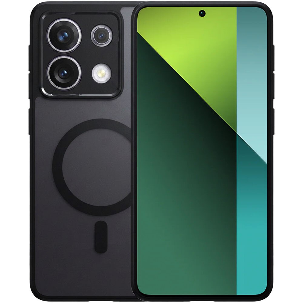 Husa cu magnet pentru Xiaomi Redmi Note 13 Pro 5G, Magnetic Defense Remastered, Policarbonat mat, Spate fumuriu, Colturi cu protectie antisoc, Atasare magnetica, Wireless charging, Negru