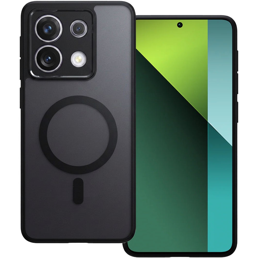 Husa cu magnet pentru Xiaomi Redmi Note 13 Pro 5G, Magnetic Defense Remastered, Policarbonat mat, Spate fumuriu, Colturi cu protectie antisoc, Atasare magnetica, Wireless charging, Negru