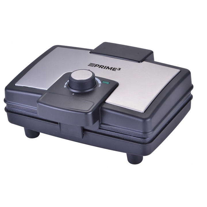 Aparat pentru vafe PRIME3 SWM51, reglare temperatura, placi antiaderente fara PFOA, negru/argintiu, 1300 W