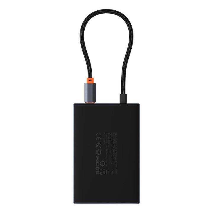 Hub USB-C Baseus PioneerJoy 8 az 1-ben, HDMI 4K@60Hz, DisplayPort 4K@120Hz, PD 100W, 2 x USB-A 3.0 5 Gbps, 2 x USB-C 70W/20W, szürke
