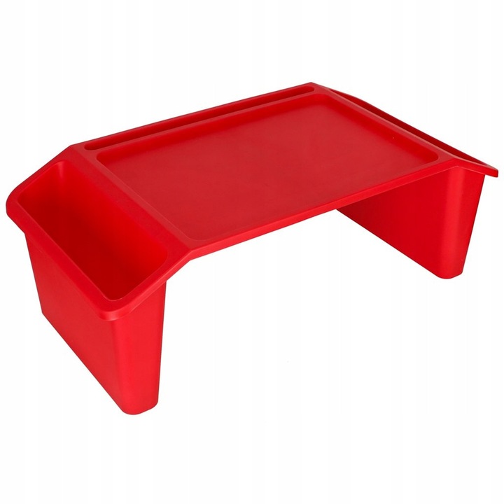 Ikonka laptopasztal/laptoptartó beépített rendszerezővel, könnyű és tartós műanyagból, piros, 57x30x21 cm