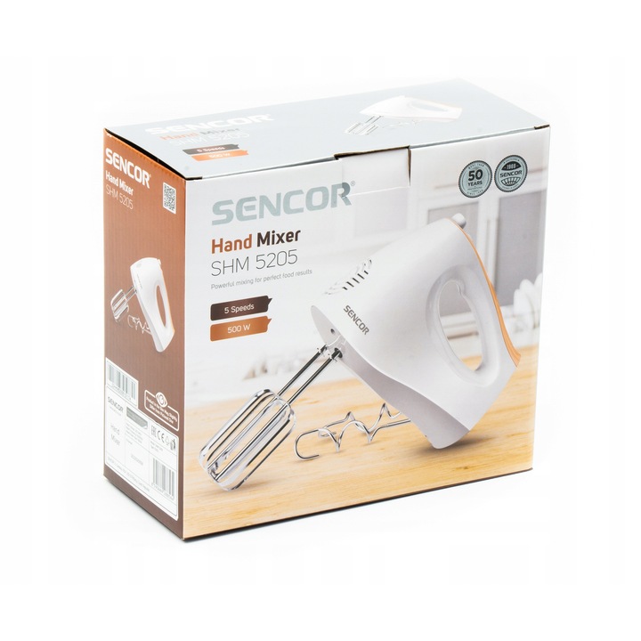 Kézi mixer Sencor SHM 5205-EUE3 500W 5 sebesség fehér-narancssárga
