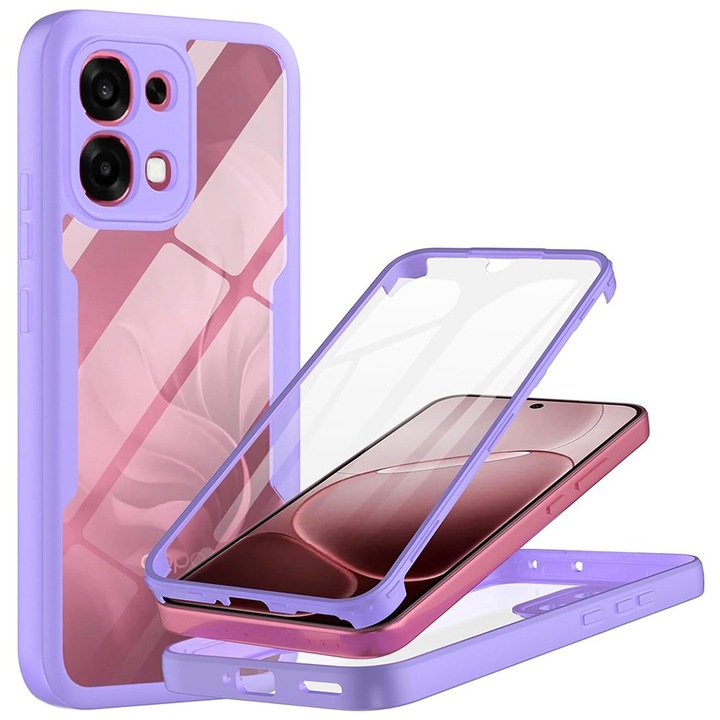 Husa pentru Oppo A6 Pro 4G / A6 Pro 5G DaDen® ColorVerse 360, Antisoc, Protectie completa spate-ecran, Mov