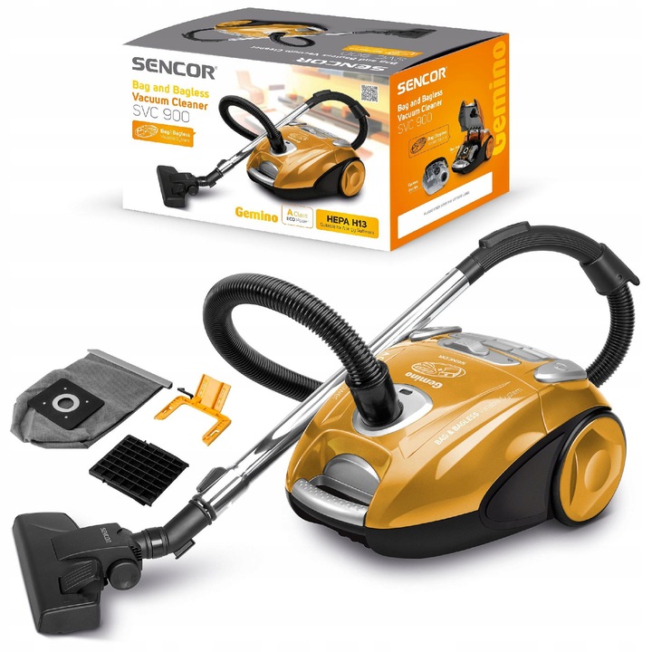 Прахосмукачка Sencor SVC 900-EUE3 2в1 оранжева 700W 4,5л HEPA H13