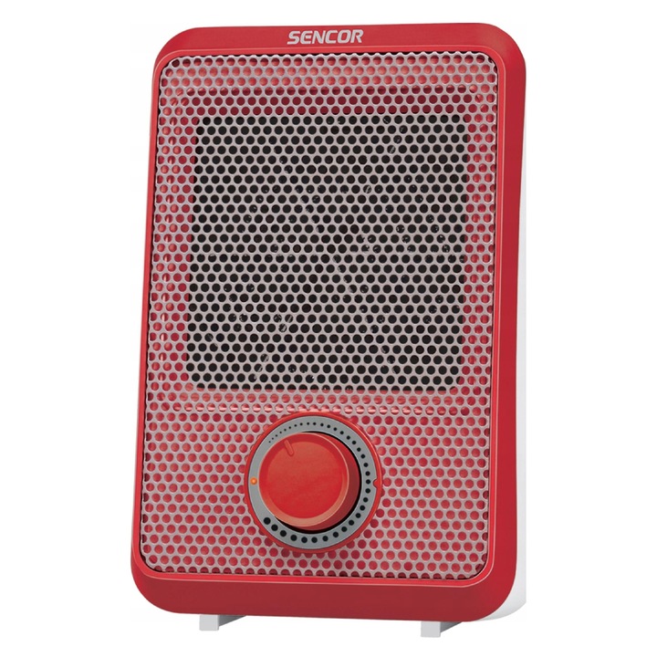Sencor SFH 6021RD hősugárzó, 600 W, 3 teljesítményfokozat, túlmelegedés elleni védelem és felborulás esetén kikapcsolás, piros, 18,5 x 12 x 10 cm
