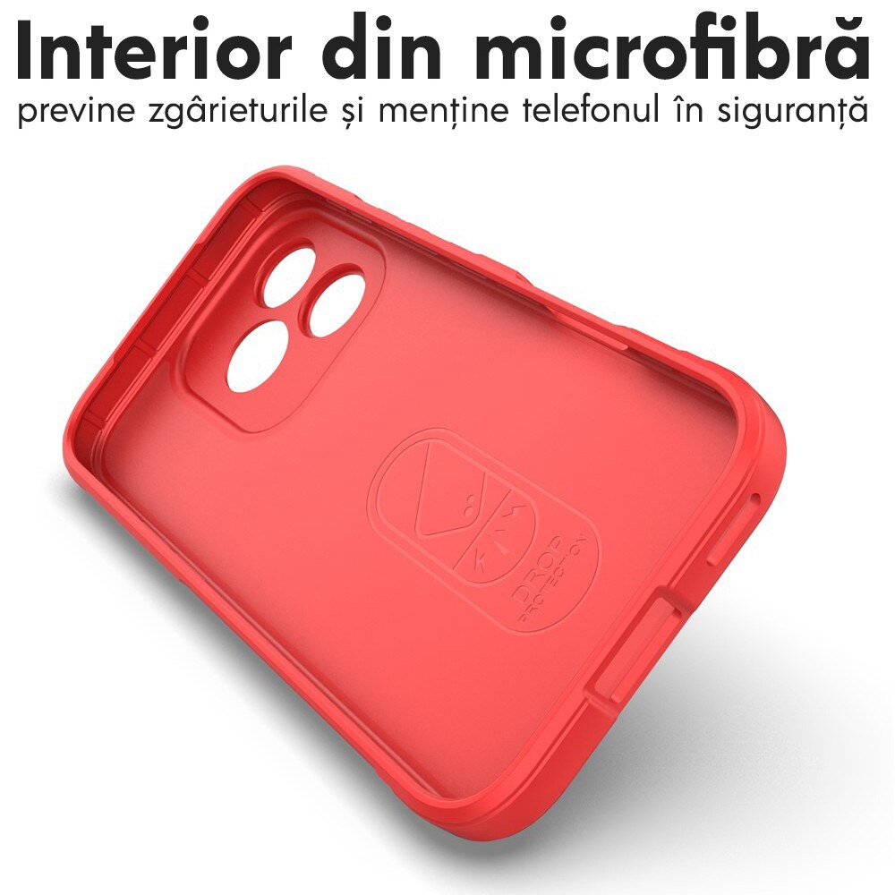 Husa pentru Honor 600 Lite DaDen® Magic Shield, Antisoc, Interior microfibra, TPU, Rosu