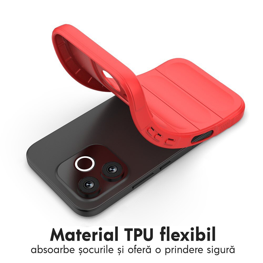 Husa pentru Honor 600 Lite DaDen® Magic Shield, Antisoc, Interior microfibra, TPU, Rosu