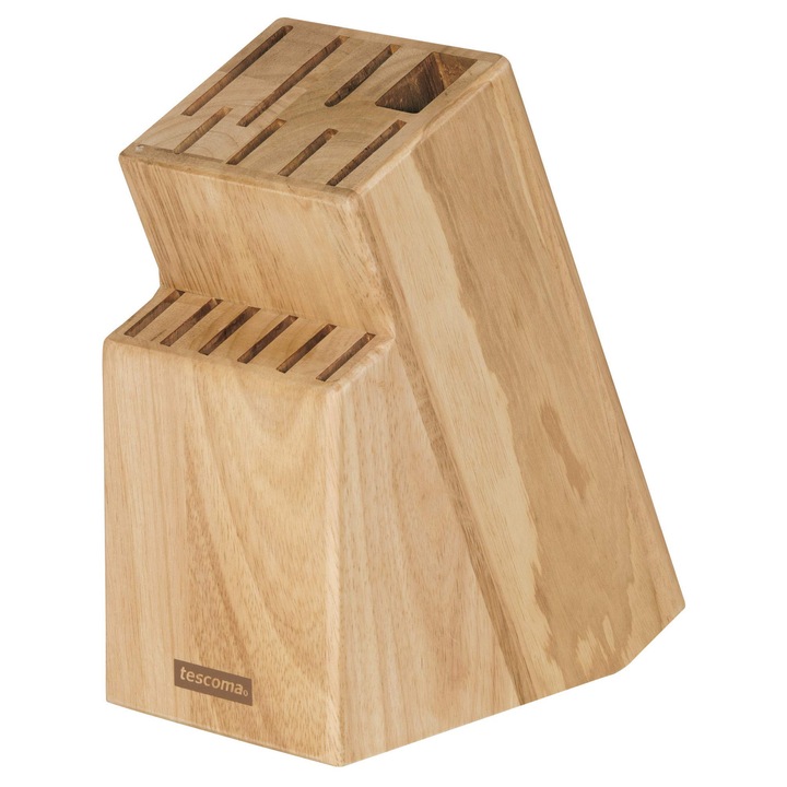 Блок за ножове Tescoma Woody, каучуково дърво, 17x10x21см, 13 ножа, 1 точило