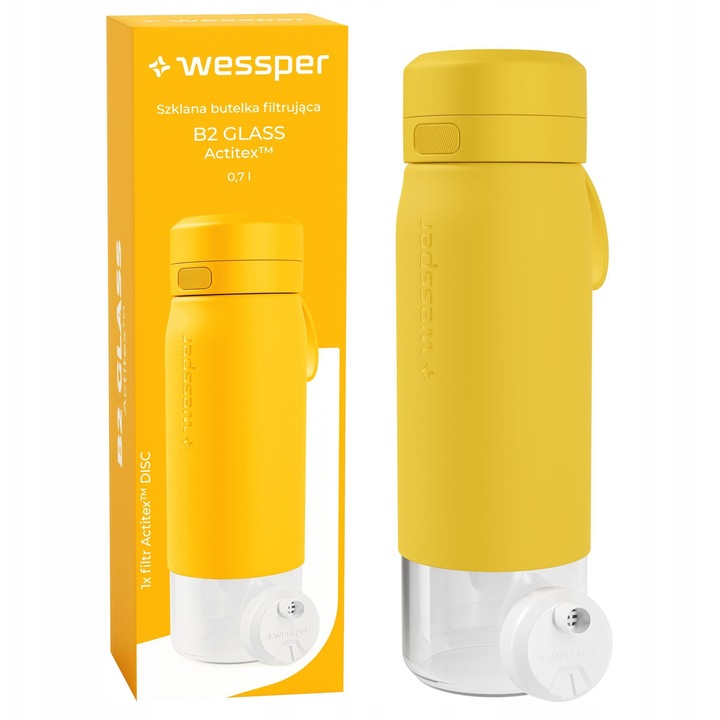 Филтърна бутилка Wessper B2 GLASS Actitex жълта 0,7л 24x7,5см