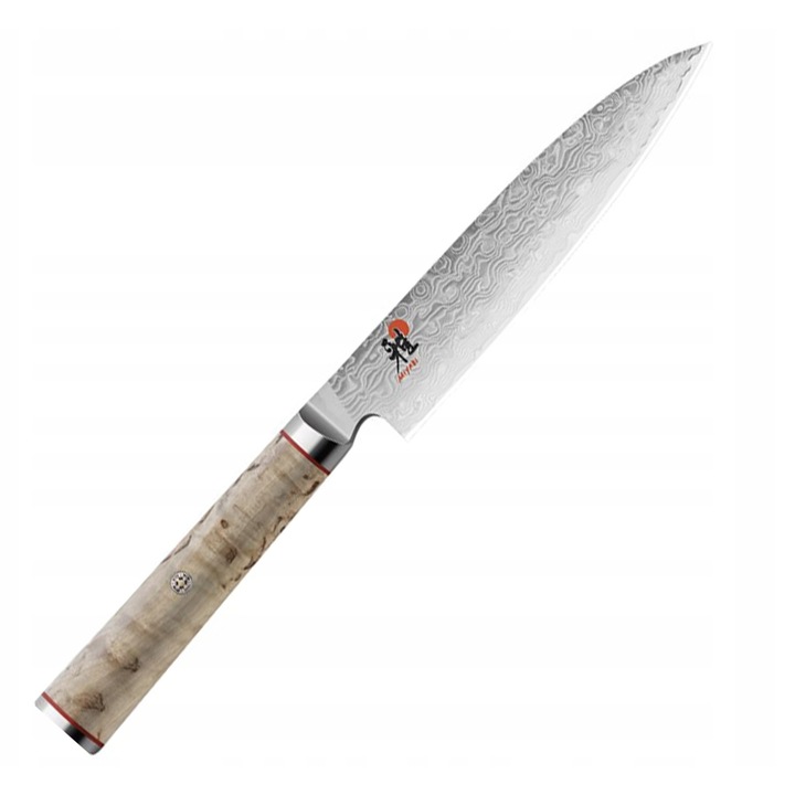 Cutit Miyabi 5000MCD chutoh, lama 16 cm, miez MicroCarbide MC63 in 100 straturi, CRYODUR hartat cu gheata, slefuit Honbazuke, maner din lemn de mesteacan Masur, natural, 1 buc