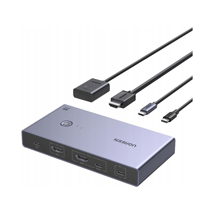 Ugreen CM731 USB-C HDMI 4K 60Hz USB 3.0 KVM kapcsoló, szürke