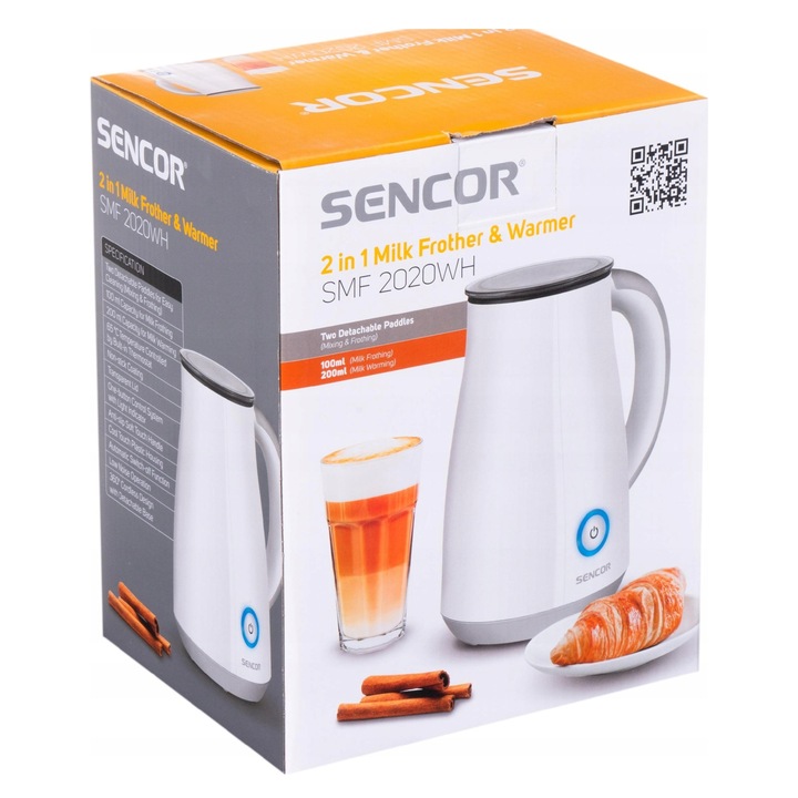 Пенообразувател и нагревател за мляко Sencor SMF 2020WH бял 205x17x13mm 450W 3 режима