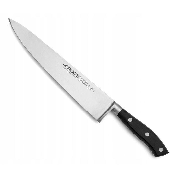 Arcos Riviera séf kés, Nitrum acél penge, polioximetilén (POM) markolat, fekete, 250mm
