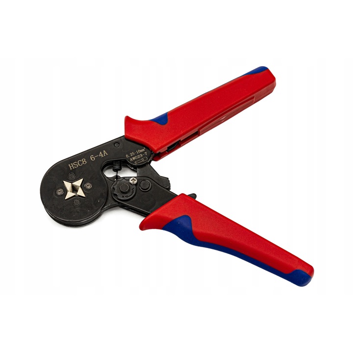 ChRLD HSC8 automata krimpelő fogó készlet, 1200 db szigetelt és szigeteletlen érvéghüvely 0,25-10 mm2, automatikus reteszelés, rendezővel, Többszínű