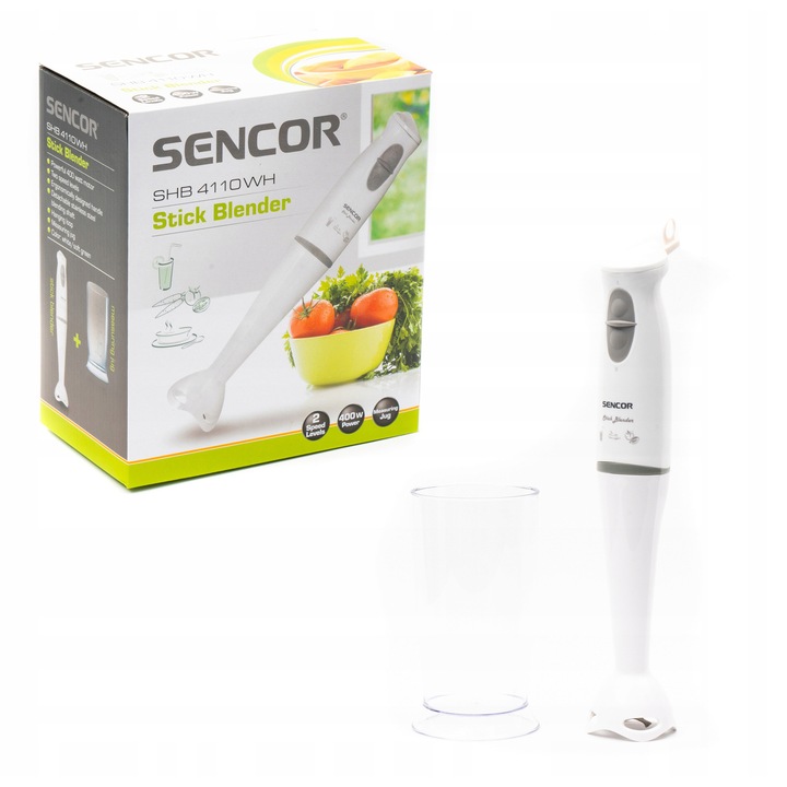 Ръчен пасатор Sencor SHB 4110WH, 400W, 2 скорости, бял, 500мл