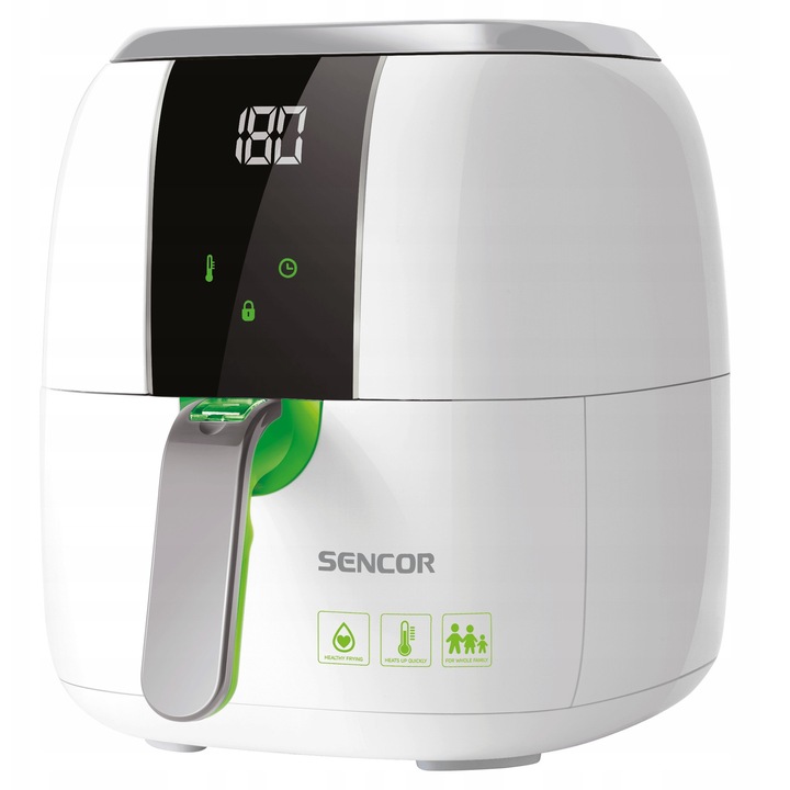 Фритюрник без мазнина / Airfryer Sencor SFR 5320WH, дигитален дисплей, 6 предварително зададени програми, 1400W, бял, 3 л