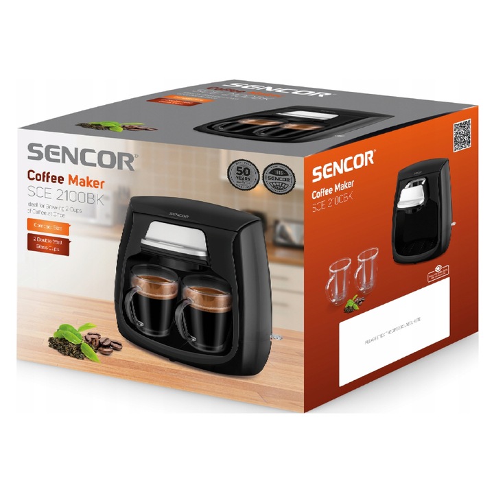 Кафемашина Sencor SCE 2100BK компактна черна 0.3л 32.5x20.5x21.5см