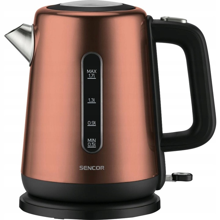 Sencor SWK 1752CO elektromos vízforraló, 2200 W, kivehető szűrő, 360°-os STRIX központi csatlakozó, vízszintjelző, réz, 1,7 l