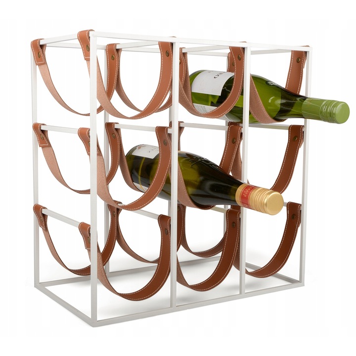 Стойка за вино Skandi метал еко-кожа 36x20.5x36см 9 бутилки