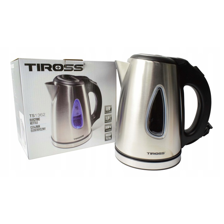 Електрическа кана Tiross TS1362, 1.0L, инокс, 21x14см
