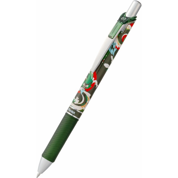 Pentel Energel Nature Dragon golyóstoll, kék, 0.7mm, természetes design, csúszásmentes markolat