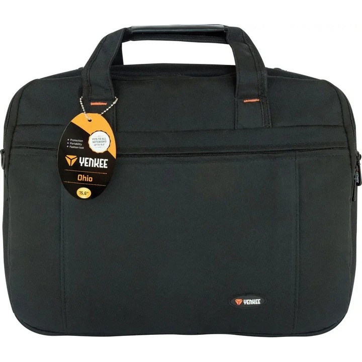Yenkee, 600D nylon laptoptáska párnázott rekesszel és több zsebbel, Ohio, Fekete, 15,6"