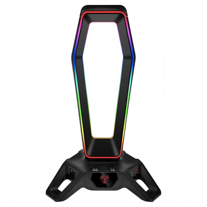 Suport casti Yenkee YHB 3000 iluminare RGB USB 3 porturi 15,6x16,1x26,1cm negru