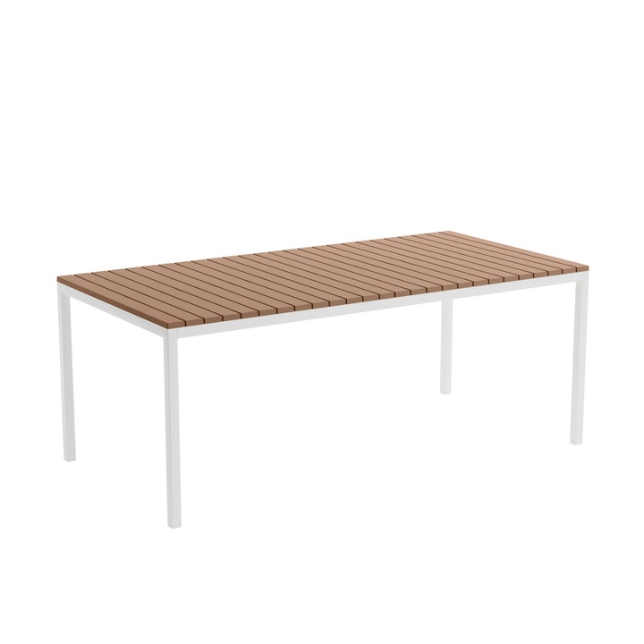 Delusso kültéri étkezőasztal, fix, alumínium, 160x80cm, mocha barna