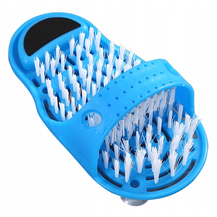 Perie pentru spalat picioare Aptel cu piatra ponce albastru 28x11.5x10cm