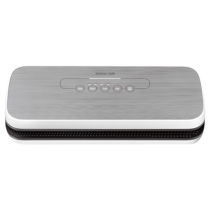 Уред за вакуумиране Sencor SVS 3010GY, корпус от неръждаема стомана, мощност 110 W, съвместим с фолио 30 см, сребрист, 35,5x15,5x6,5 см
