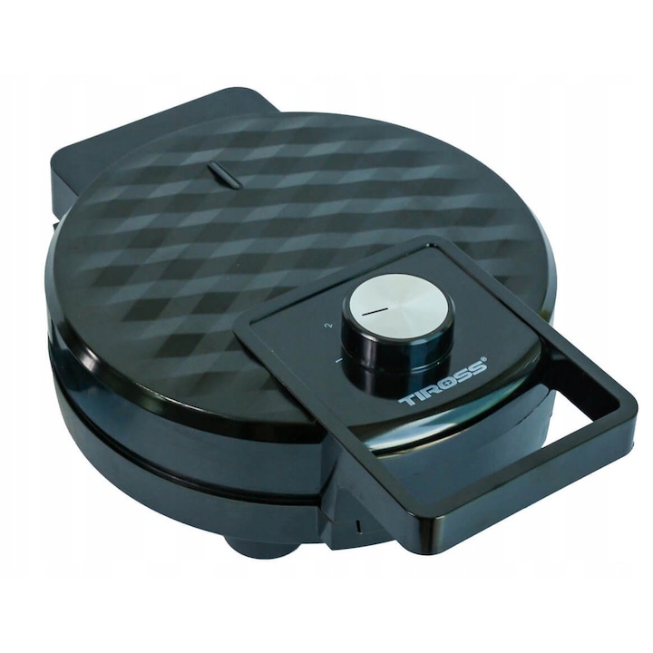 Gofriera Tiross TS-1384, aparat pentru 5 gofre in forma de inima, placi antiaderente, reglaj temperatura, negru, 10 x 25,5 x 19 cm