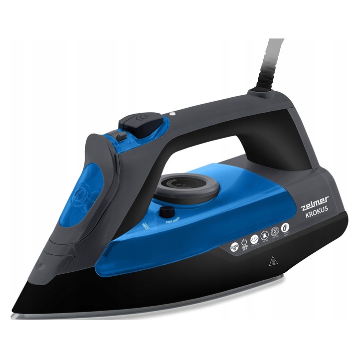 Fier de calcat cu aburi Zelmer ZIR3220, ceramic, 3000W, negru-albastru, 1.45kg