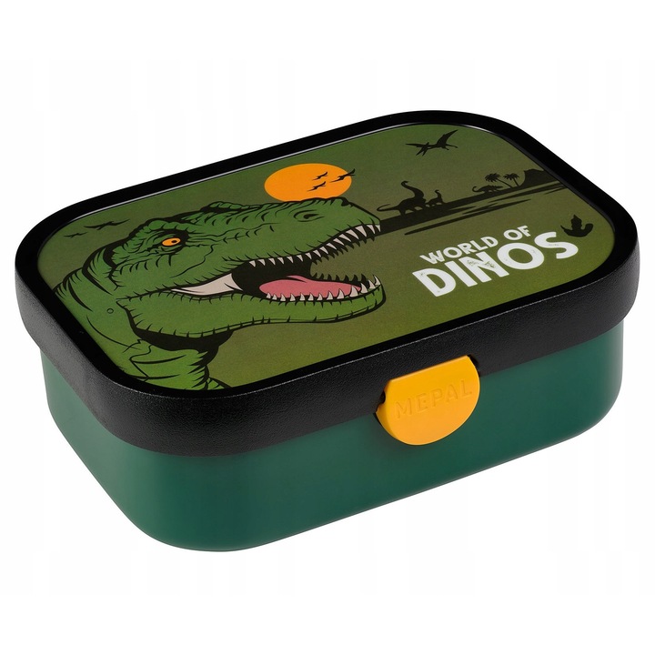 Mepal Campus uzsonnás doboz, BPA-mentes, kivehető elválasztóval és villával, zöld/fekete, 750 ml