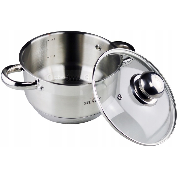Zilner 18cm 2.5L rozsdamentes acél edény fedővel, ezüst