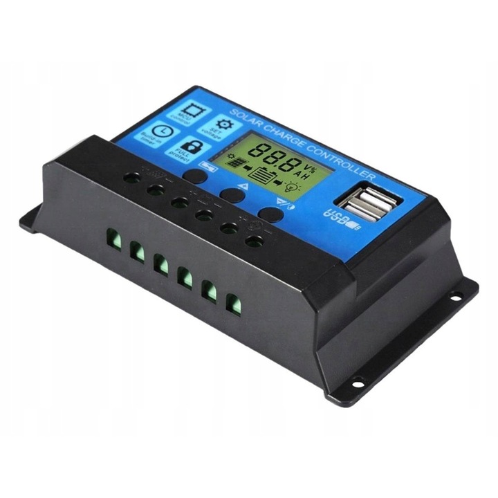 Aptel szolár töltésvezérlő 12-24V 30A LCD 13,3x7x3,5cm