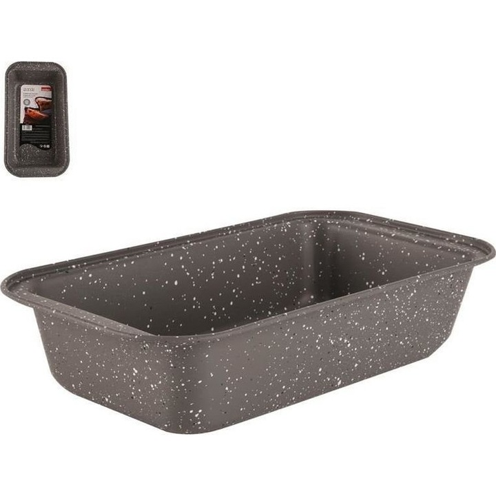 Tava/forma de copt Orion, cu invelis granit antiaderent, pentru paine, pate si prajituri, compatibila cu cuptor gaz/electric si masina de spalat vase, gri, 27,5 cm