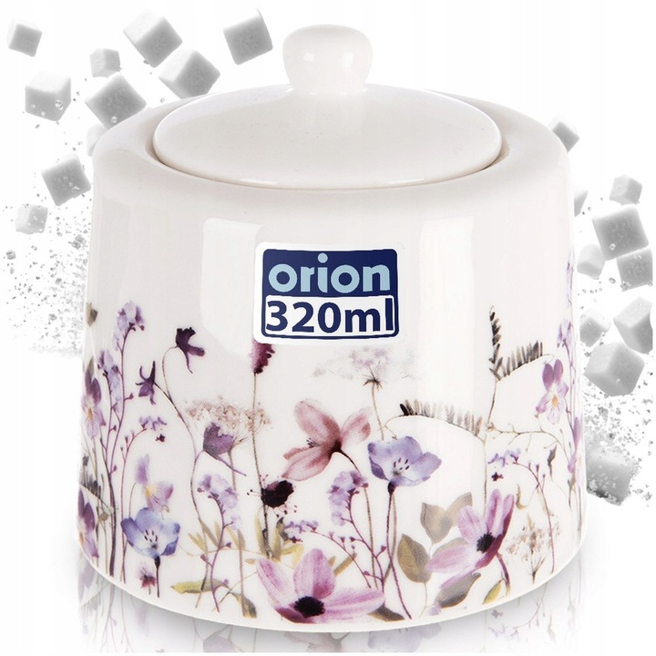 Set pentru servire Orion, zaharnita portelan cu capac, flori, 320 ml