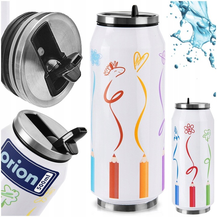 Cana termos Orion 0,5L inox multicolor 7x7x19cm