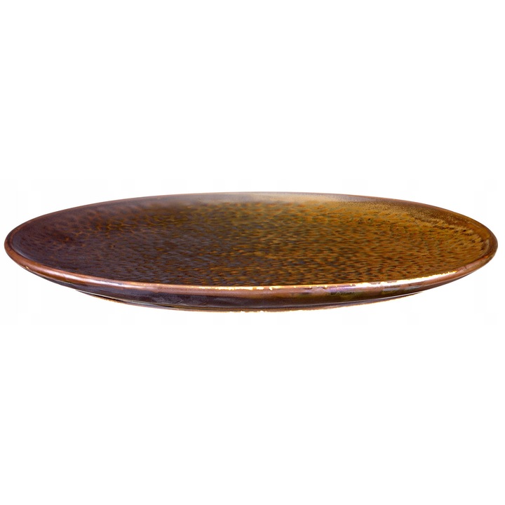 Verlo Fire lapostányér, porcelán, reaktív mázzal és kalapált szerkezettel, Réz, 28 cm
